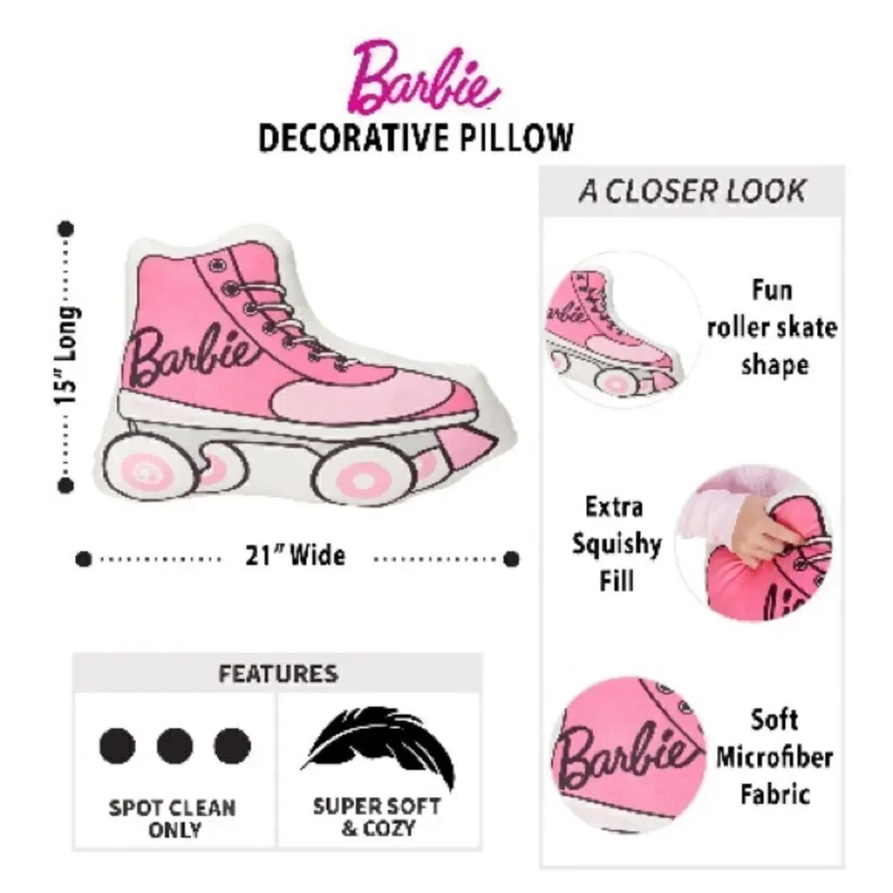 Barbie Pink Roller Skate Kids Bedding Decorative Pillow